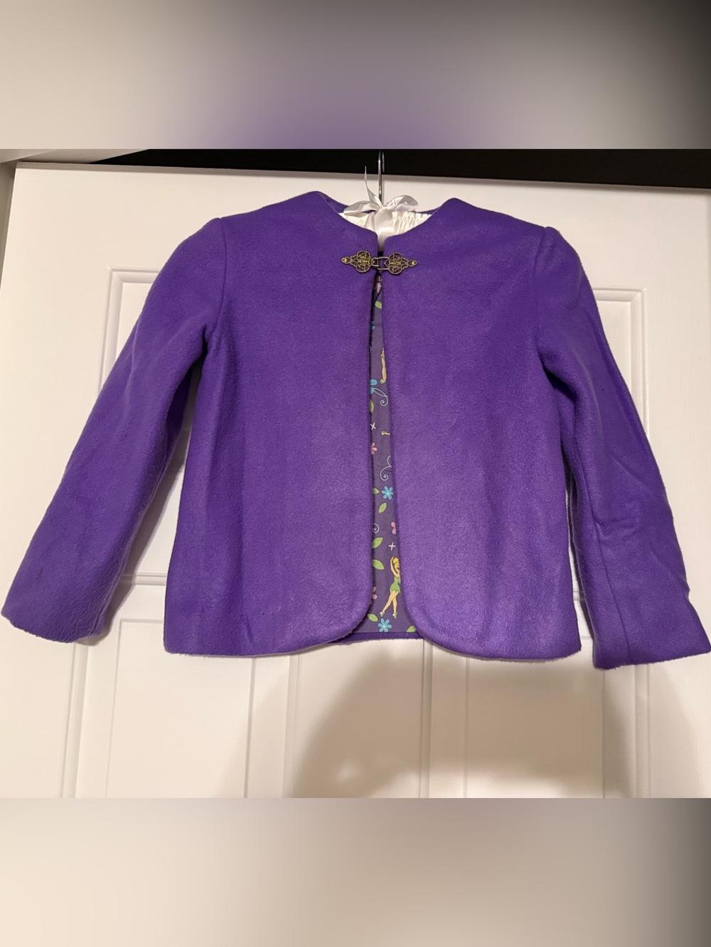 Custom Handmade Kids Tinker Bell Lined Purple Fleece Jacket Clasp